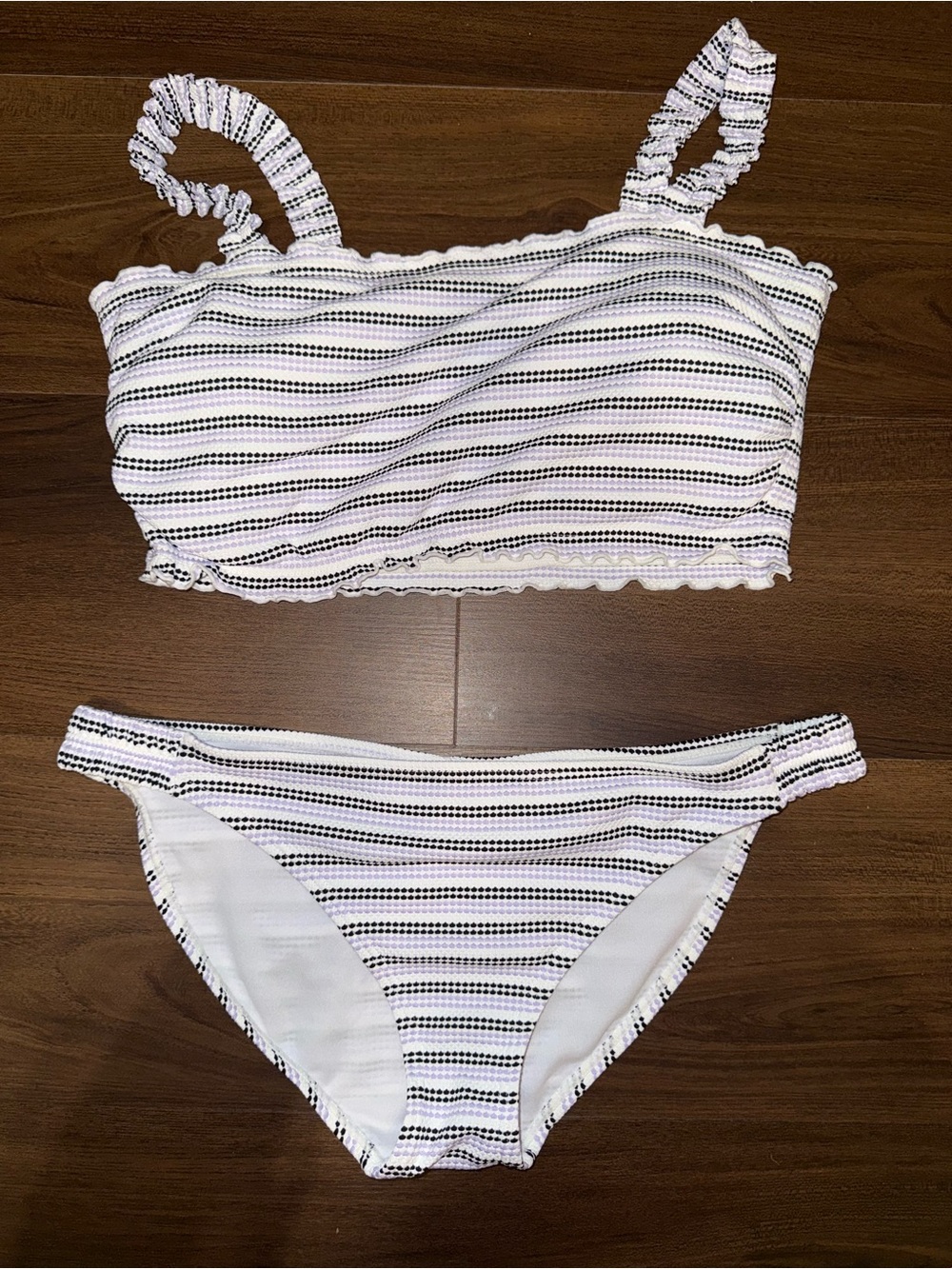 SO White & Black Striped Two-Piece Swim Set